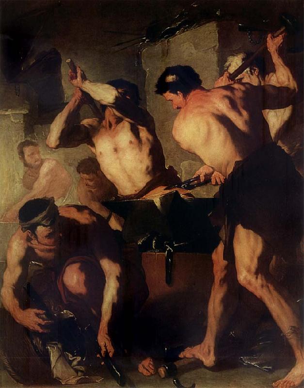 Luca  Giordano The Forge of Vulcan